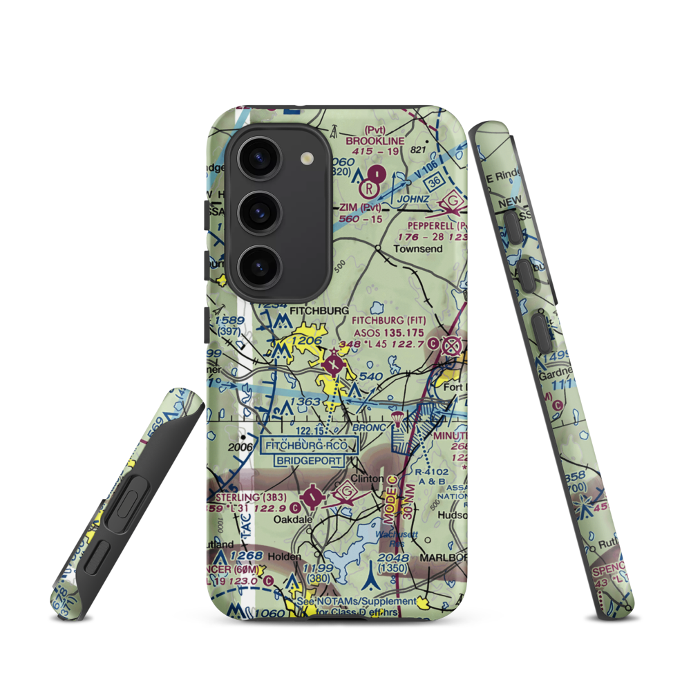 Fitchburg Municipal Airport (FIT) VFR Sectional Samsung Phone Case Samsung Galaxy S23 model shown
