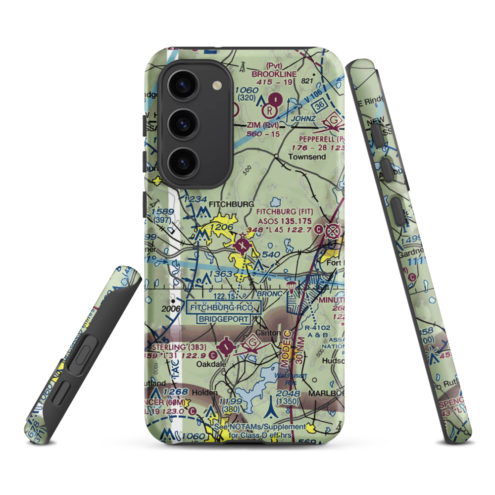 Fitchburg Municipal Airport (FIT) VFR Sectional Samsung Phone Case Samsung Galaxy S23 Plus model shown