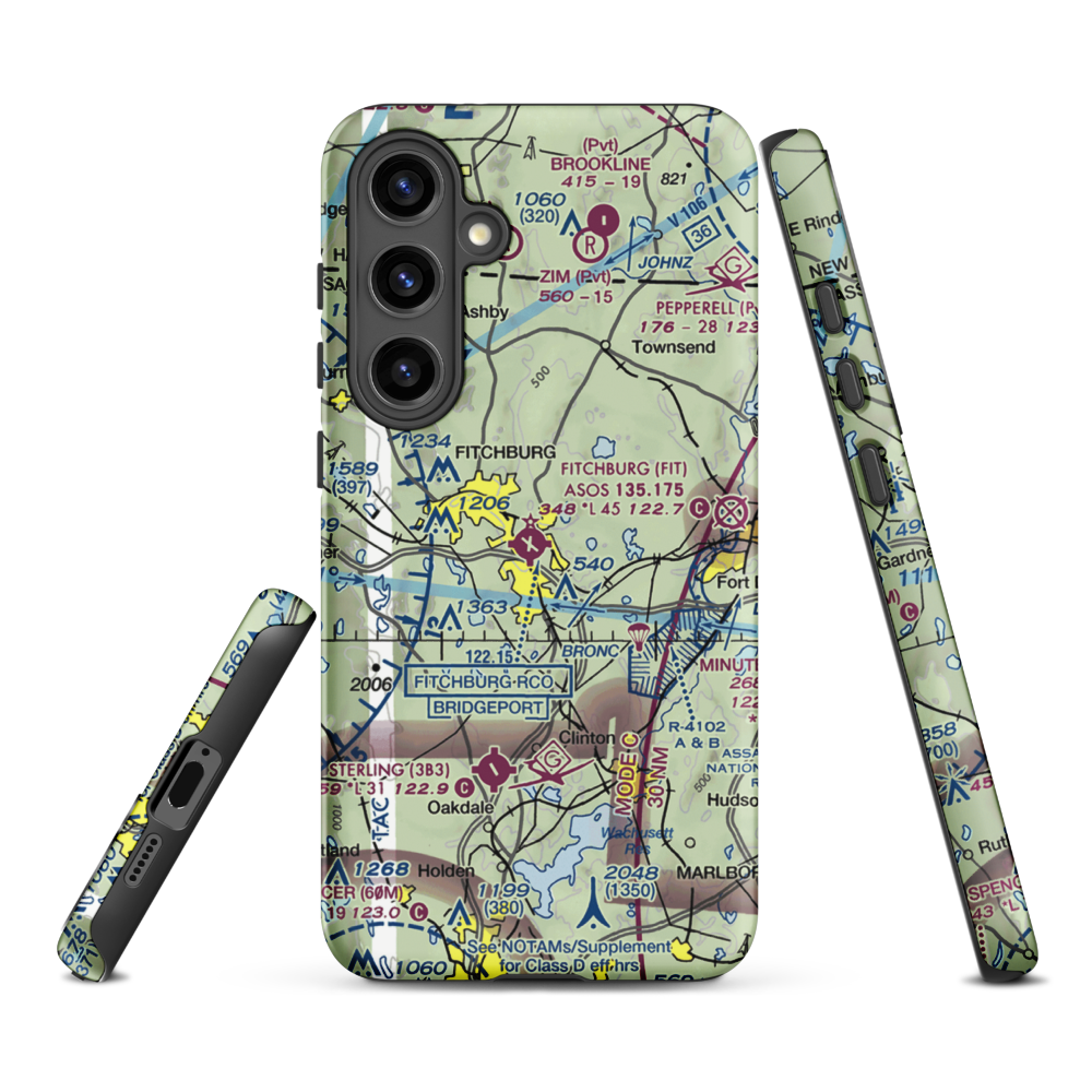 Fitchburg Municipal Airport (FIT) VFR Sectional Samsung Phone Case Samsung Galaxy S24 Plus model shown