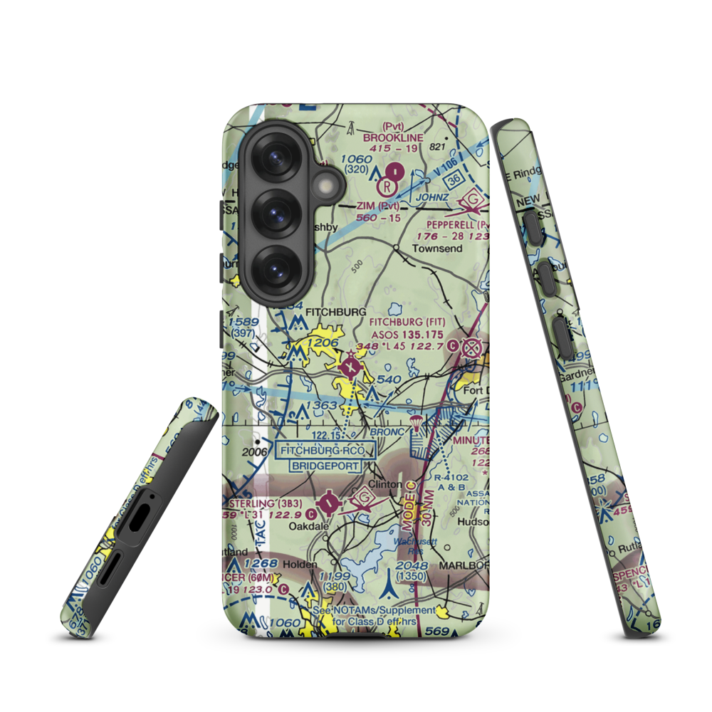 Fitchburg Municipal Airport (FIT) VFR Sectional Samsung Phone Case Samsung Galaxy S25 model shown