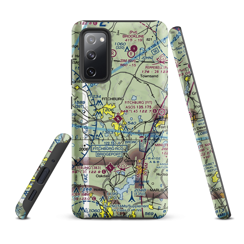 Fitchburg Municipal Airport (FIT) VFR Sectional Samsung Phone Case Samsung Galaxy S20 FE model shown