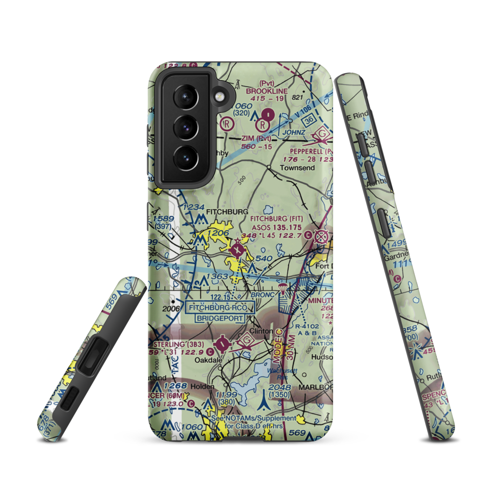 Fitchburg Municipal Airport (FIT) VFR Sectional Samsung Phone Case Samsung Galaxy S21 model shown