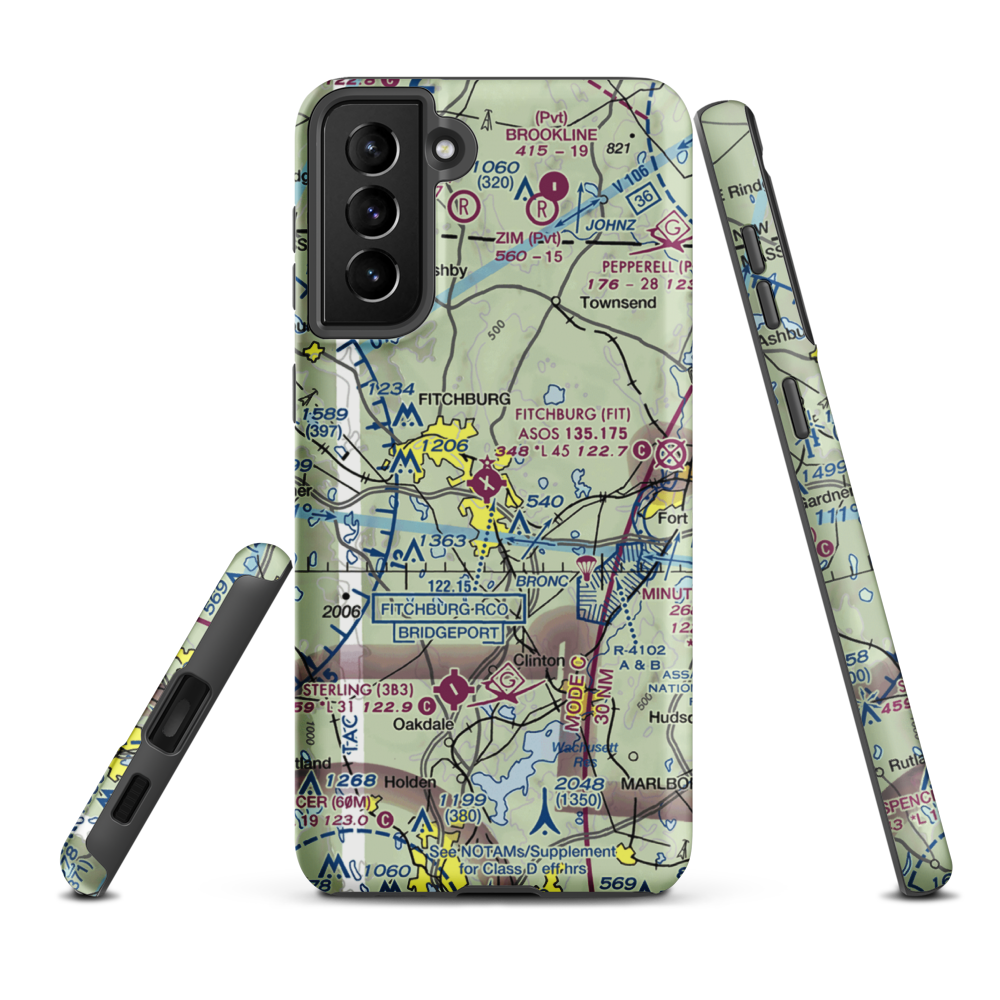 Fitchburg Municipal Airport (FIT) VFR Sectional Samsung Phone Case Samsung Galaxy S21 Plus model shown