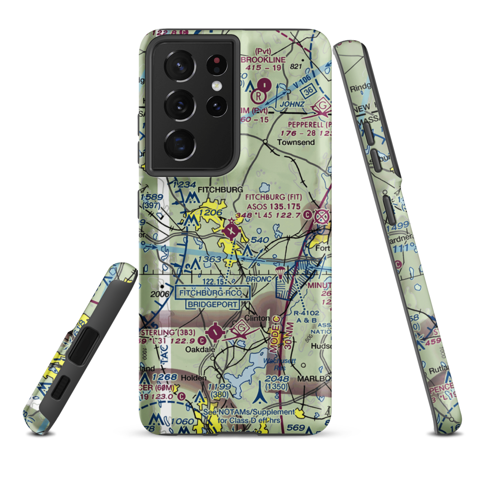 Fitchburg Municipal Airport (FIT) VFR Sectional Samsung Phone Case Samsung Galaxy S21 Plus model shown