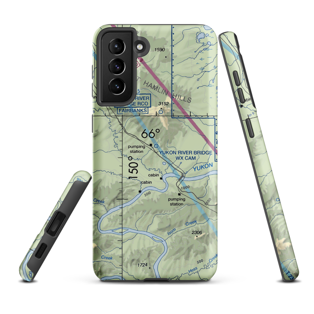 Five Mile Airport (FVM) VFR Sectional Samsung Phone Case Samsung Galaxy S21 FE model shown