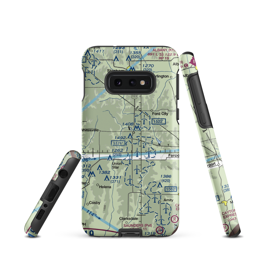 Fizzle Ridge Airport (3MO8) VFR Sectional Samsung Phone Case Samsung Galaxy S10 Plus model shown