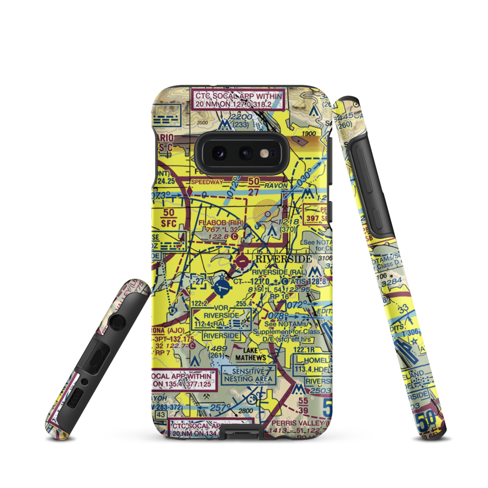 Flabob Airport (RIR) VFR Sectional Samsung Phone Case Samsung Galaxy S10e model shown