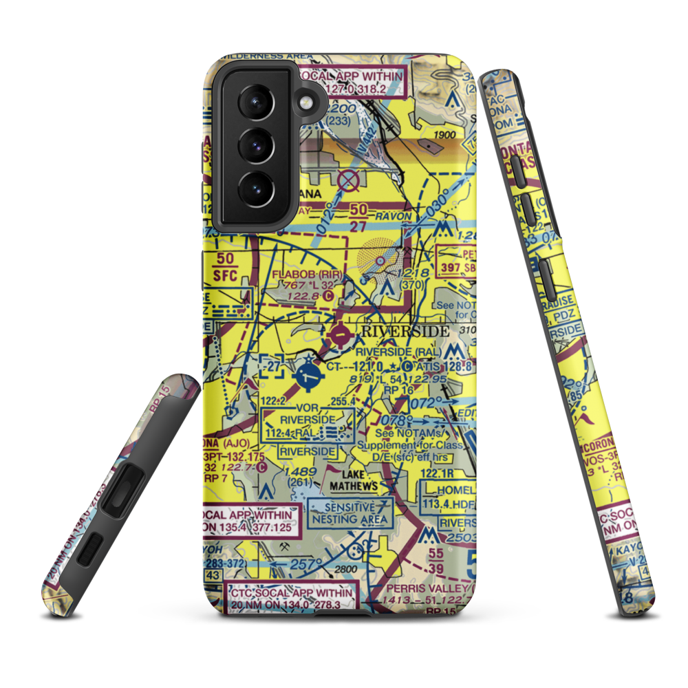 Flabob Airport (RIR) VFR Sectional Samsung Phone Case Samsung Galaxy S21 Plus model shown