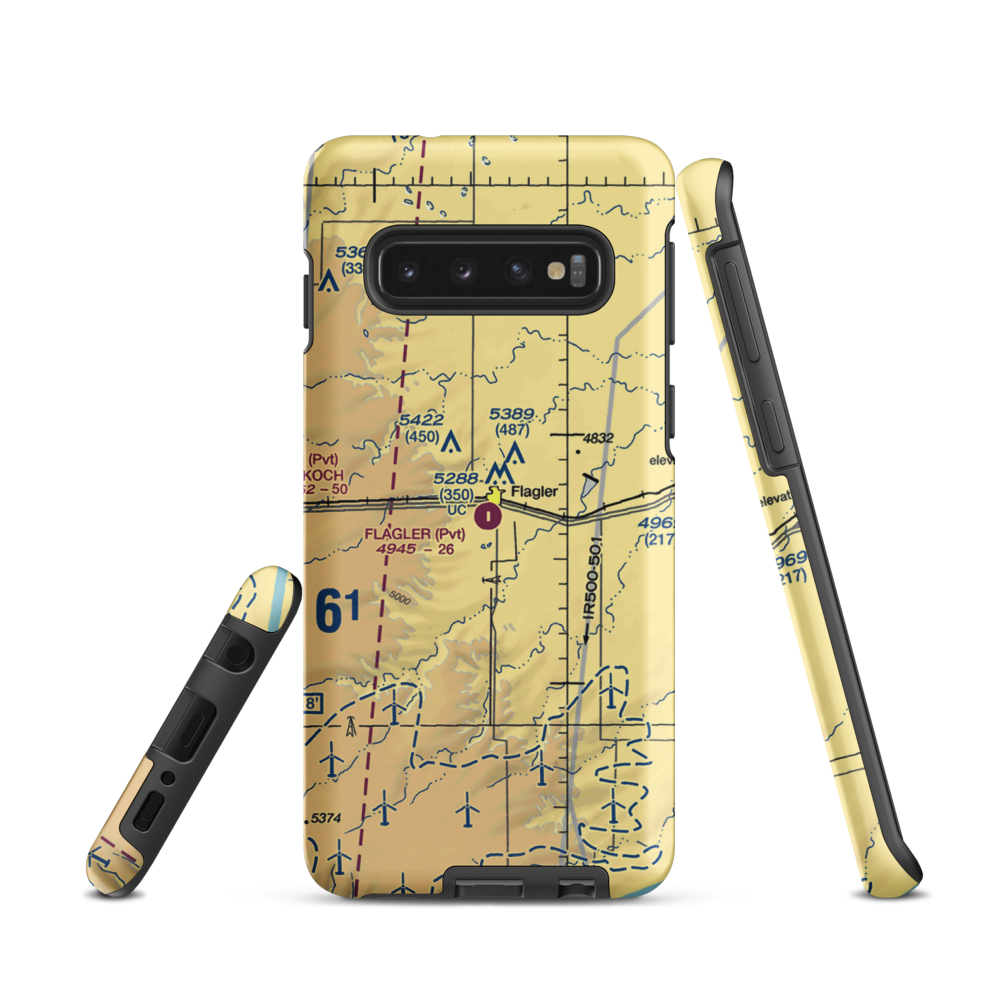 Flagler Aerial Spraying Inc Airport (CO00) VFR Sectional Samsung Phone Case Samsung Galaxy S10 model shown