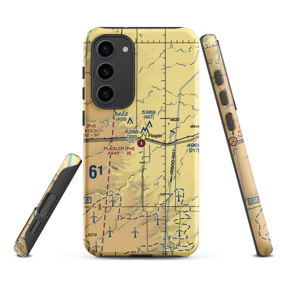 Flagler Aerial Spraying Inc Airport (CO00) VFR Sectional Samsung Phone Case Samsung Galaxy S23 Plus model shown