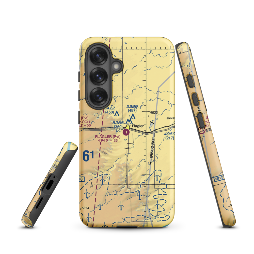 Flagler Aerial Spraying Inc Airport (CO00) VFR Sectional Samsung Phone Case Samsung Galaxy S25 model shown