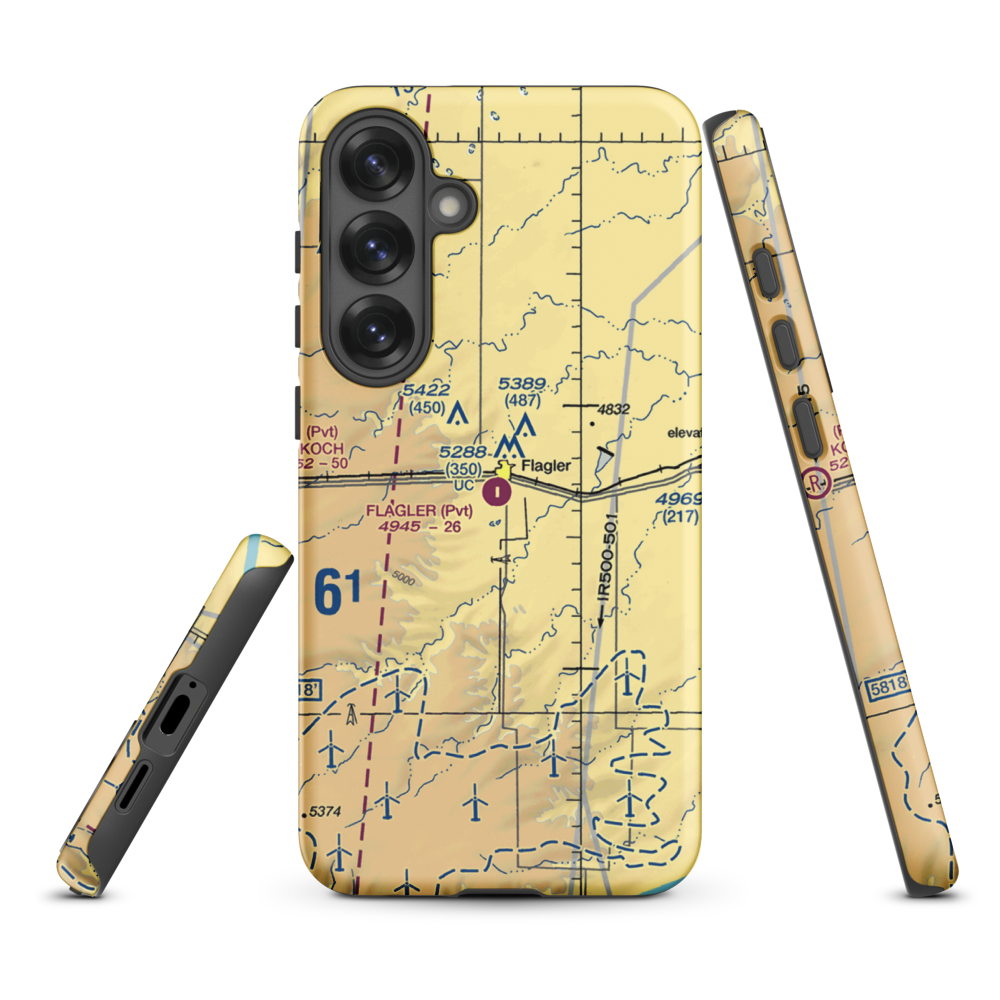 Flagler Aerial Spraying Inc Airport (CO00) VFR Sectional Samsung Phone Case Samsung Galaxy S25 Plus model shown