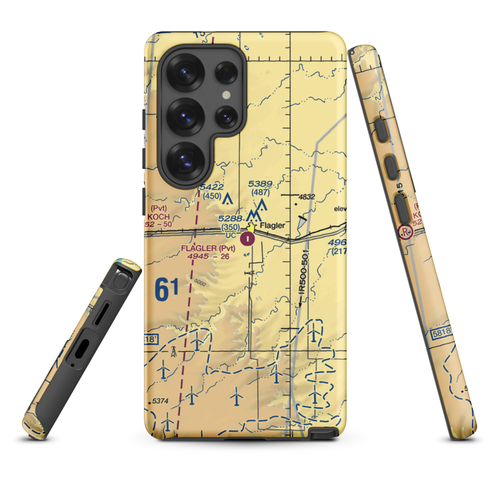Flagler Aerial Spraying Inc Airport (CO00) VFR Sectional Samsung Phone Case Samsung Galaxy S25 Ultra model shown