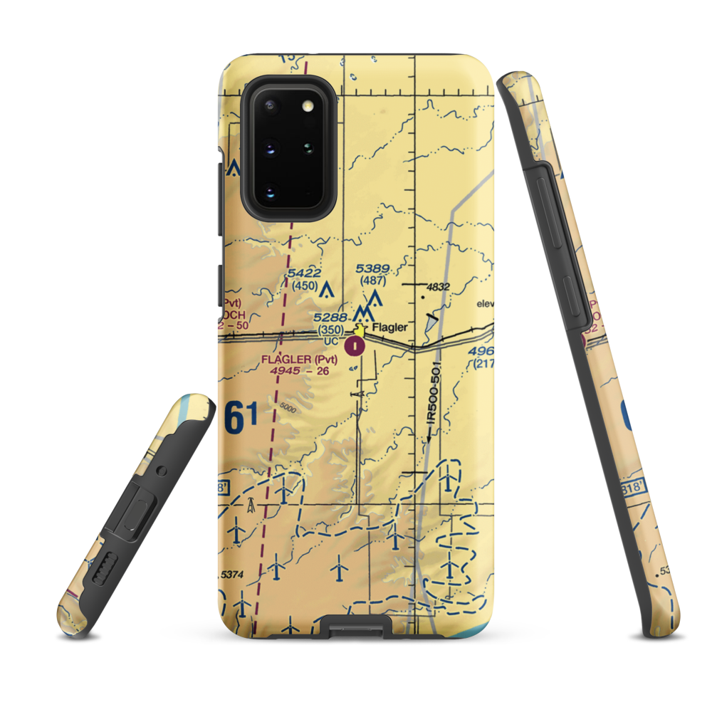 Flagler Aerial Spraying Inc Airport (CO00) VFR Sectional Samsung Phone Case Samsung Galaxy S20 Plus model shown