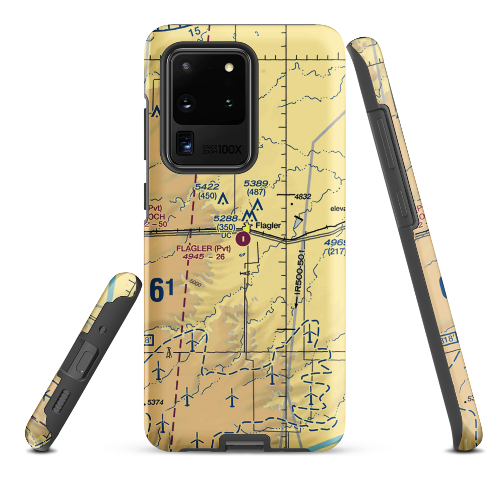 Flagler Aerial Spraying Inc Airport (CO00) VFR Sectional Samsung Phone Case Samsung Galaxy S20 Ultra model shown