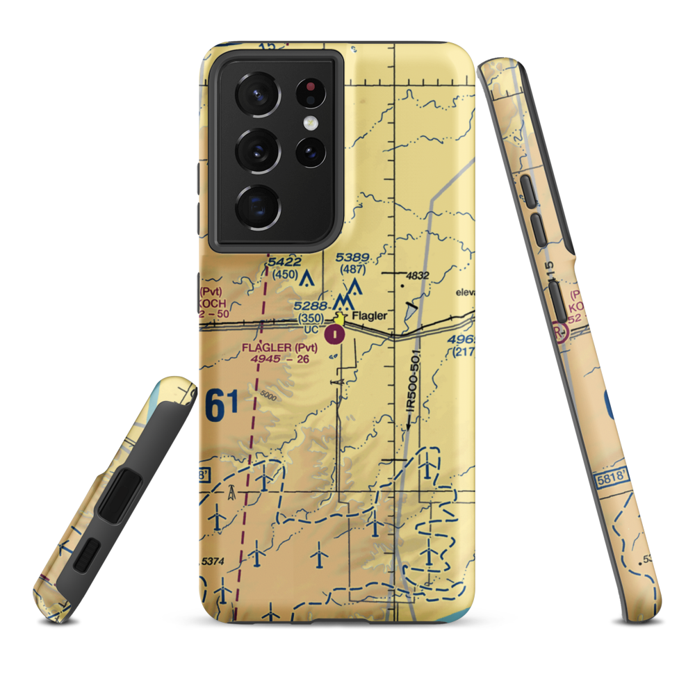 Flagler Aerial Spraying Inc Airport (CO00) VFR Sectional Samsung Phone Case Samsung Galaxy S21 Ultra model shown