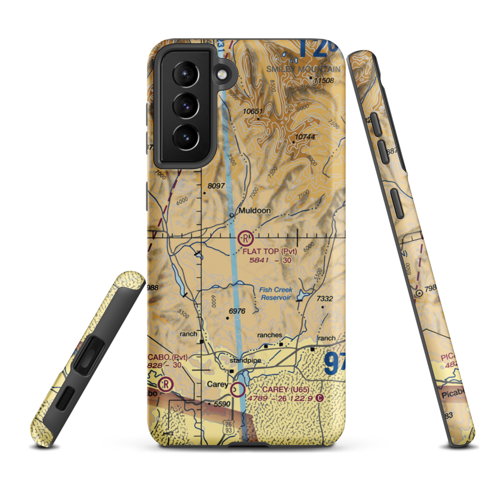 Flat Top Airstrip (10ID) VFR Sectional Samsung Phone Case Samsung Galaxy S21 Plus model shown