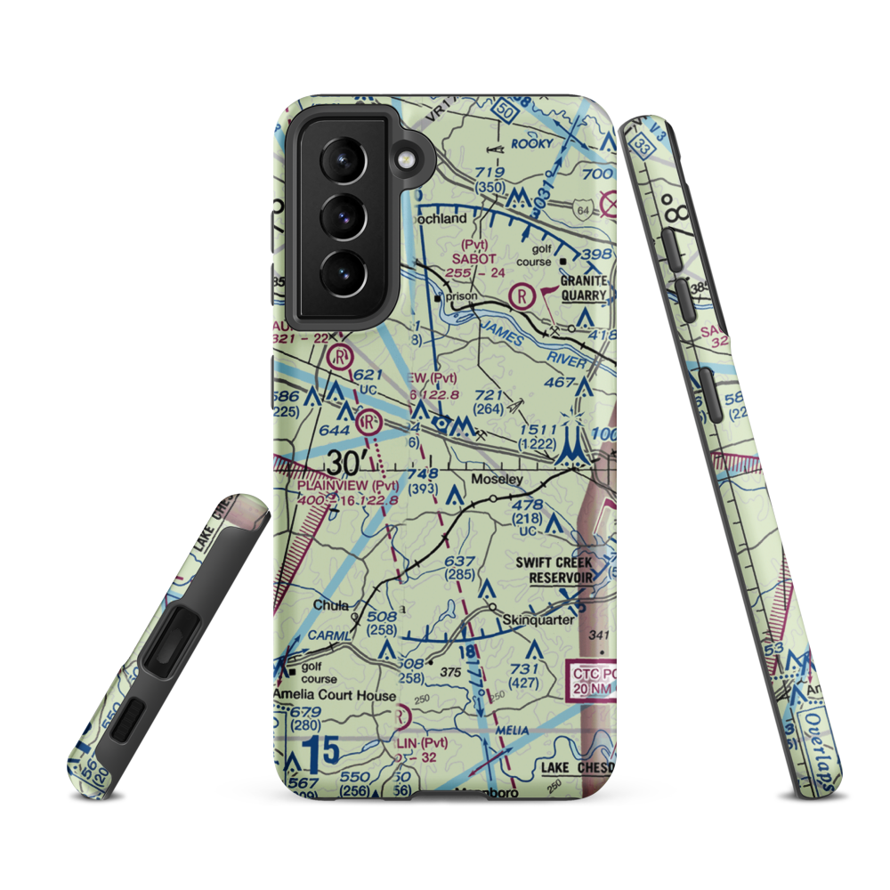 Flatrock Air Strip (0VA7) VFR Sectional Samsung Phone Case Samsung Galaxy S21 FE model shown