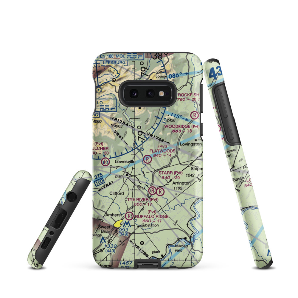 Flatwoods Airport (8VA6) VFR Sectional Samsung Phone Case Samsung Galaxy S10 Plus model shown