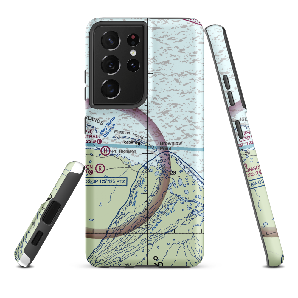 Flaxman Island Airstrip (FXM) VFR Sectional Samsung Phone Case Samsung Galaxy S21 Ultra model shown