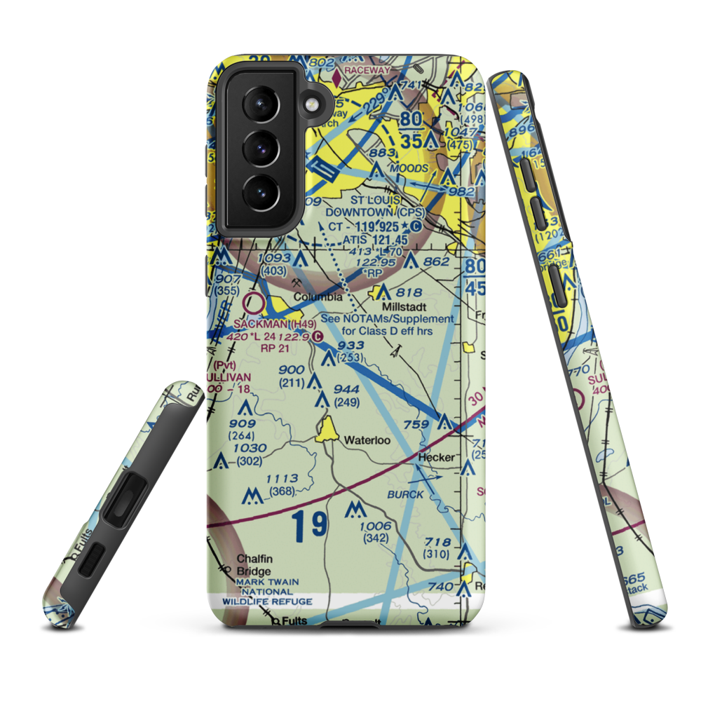 Flight Park Inc Airport (1IL4) VFR Sectional Samsung Phone Case Samsung Galaxy S21 Plus model shown
