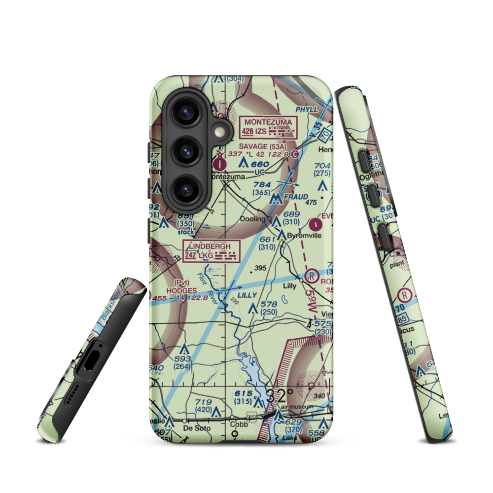 Flint River Nursery Airport (GA17) VFR Sectional Samsung Phone Case Samsung Galaxy S24 model shown