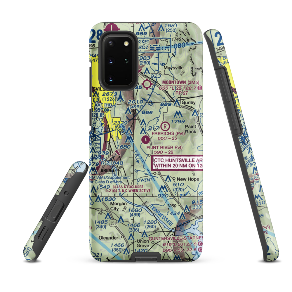 Flint River Ranch Airport (3AL8) VFR Sectional Samsung Phone Case Samsung Galaxy S20 Plus model shown