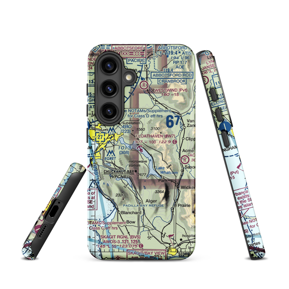 Floathaven Seaplane Base (0W7) VFR Sectional Samsung Phone Case Samsung Galaxy S24 model shown