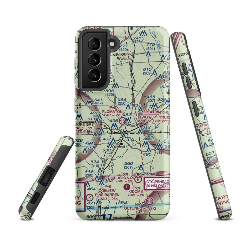 Flomaton Airport (0AL5) VFR Sectional Samsung Phone Case Samsung Galaxy S21 FE model shown
