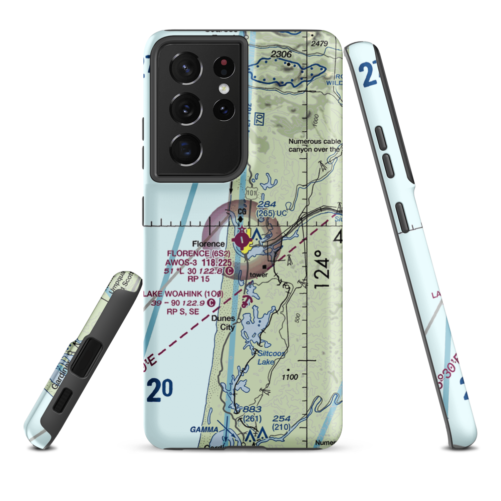 Florence Municipal Airport (6S2) VFR Sectional Samsung Phone Case Samsung Galaxy S21 Plus model shown