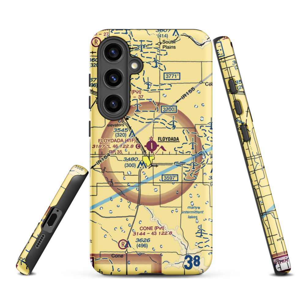 Floydada Municipal Airport (41F) VFR Sectional Samsung Phone Case Samsung Galaxy S24 Plus model shown