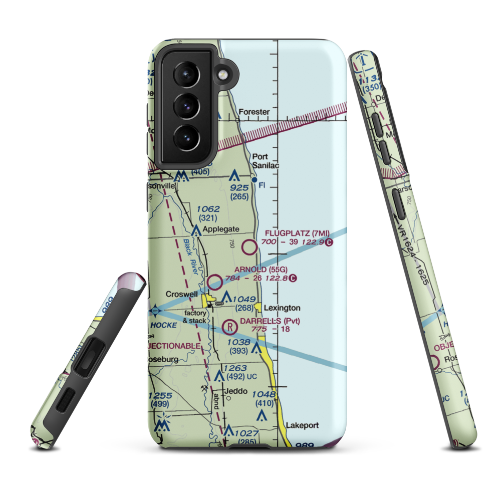 Flugplatz Airport (2MI7) VFR Sectional Samsung Phone Case Samsung Galaxy S21 FE model shown