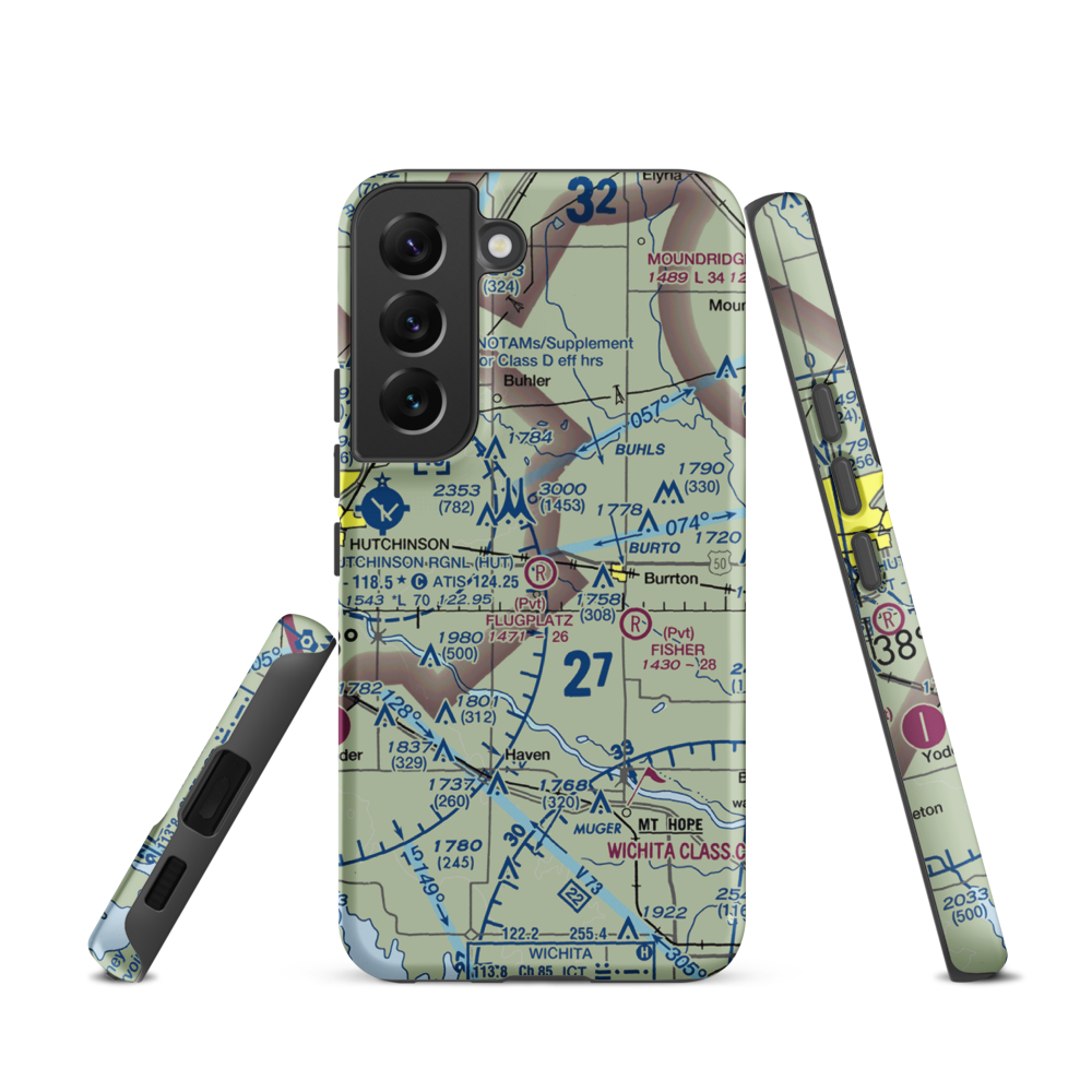 Flugplatz Airport (30KS) VFR Sectional Samsung Phone Case Samsung Galaxy S22 model shown