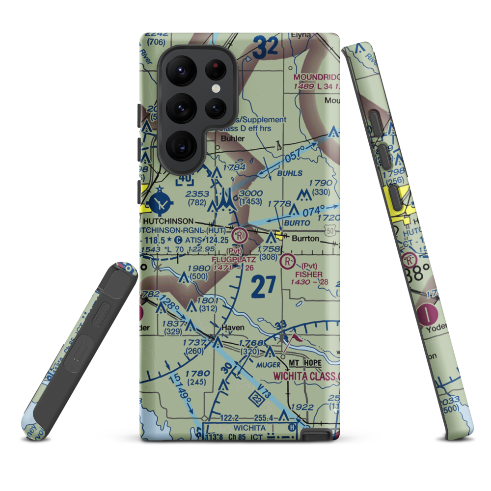 Flugplatz Airport (30KS) VFR Sectional Samsung Phone Case Samsung Galaxy S22 Ultra model shown