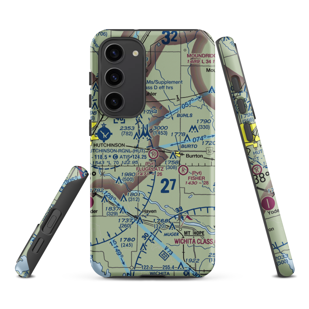 Flugplatz Airport (30KS) VFR Sectional Samsung Phone Case Samsung Galaxy S23 Plus model shown