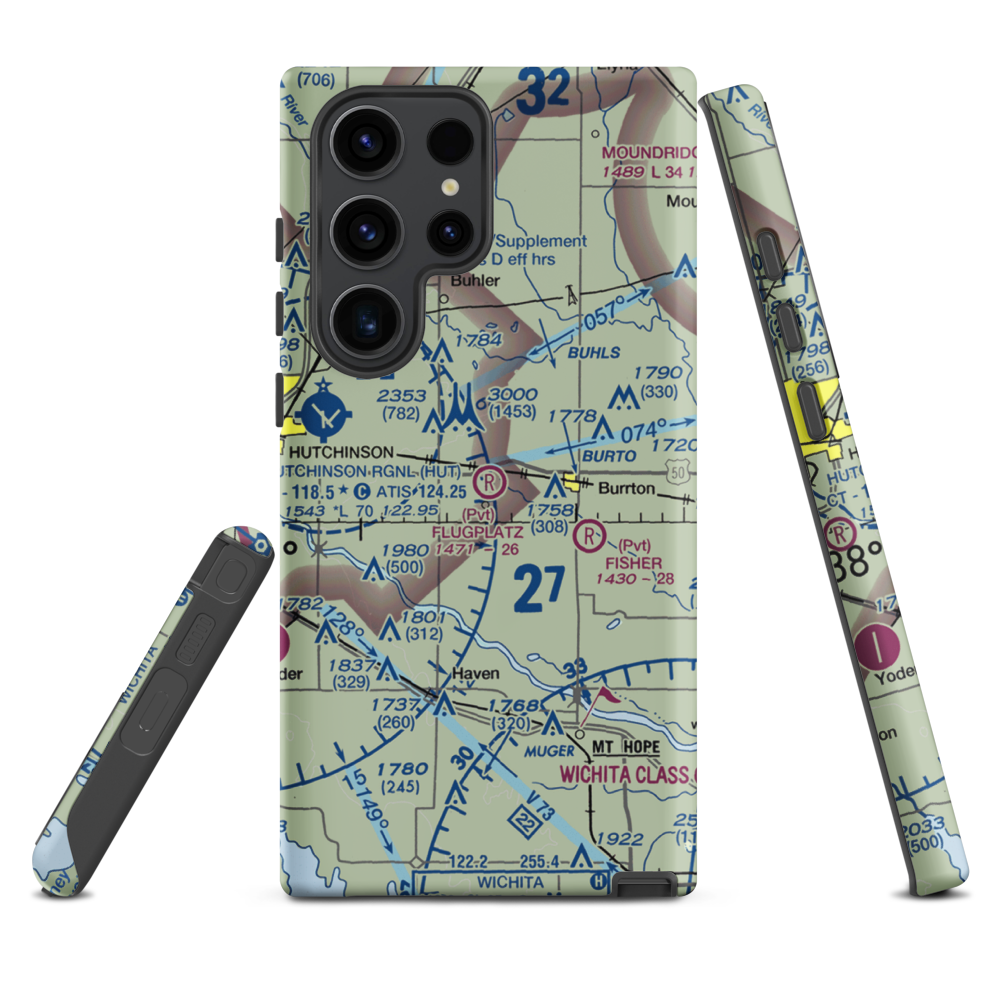 Flugplatz Airport (30KS) VFR Sectional Samsung Phone Case Samsung Galaxy S23 Ultra model shown