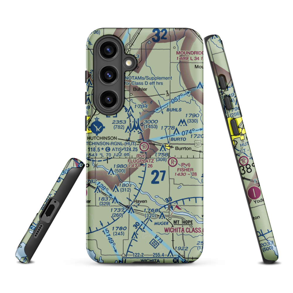 Flugplatz Airport (30KS) VFR Sectional Samsung Phone Case Samsung Galaxy S24 Plus model shown