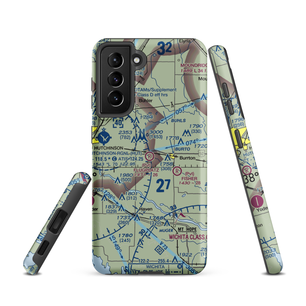 Flugplatz Airport (30KS) VFR Sectional Samsung Phone Case Samsung Galaxy S21 model shown