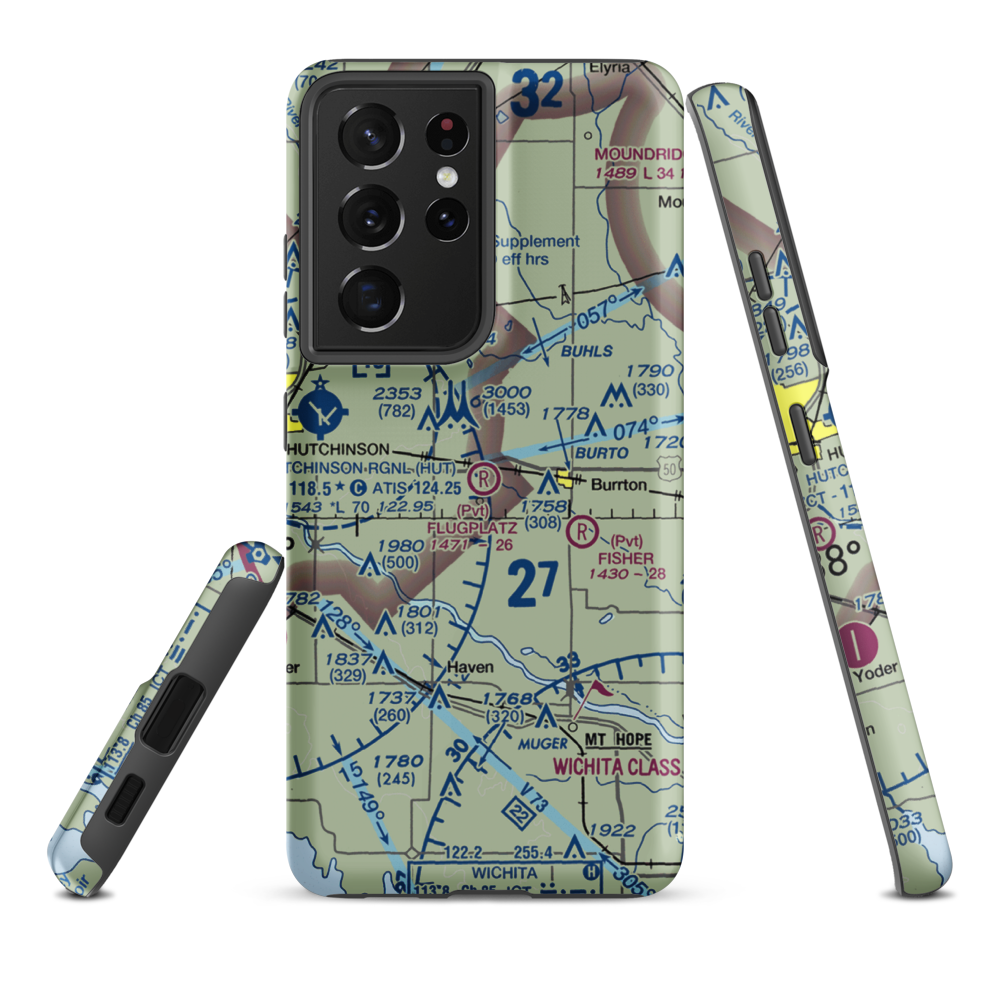 Flugplatz Airport (30KS) VFR Sectional Samsung Phone Case Samsung Galaxy S21 Ultra model shown