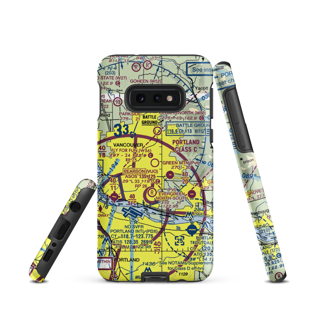 Fly For Fun Airport (W56) VFR Sectional Samsung Phone Case Samsung Galaxy S10e model shown