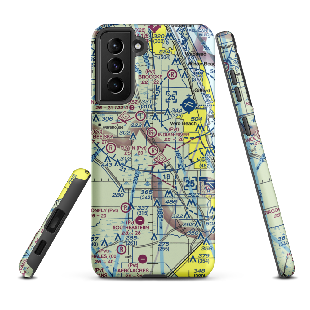 Fly In Ranches Airport (FD25) VFR Sectional Samsung Phone Case Samsung Galaxy S21 FE model shown