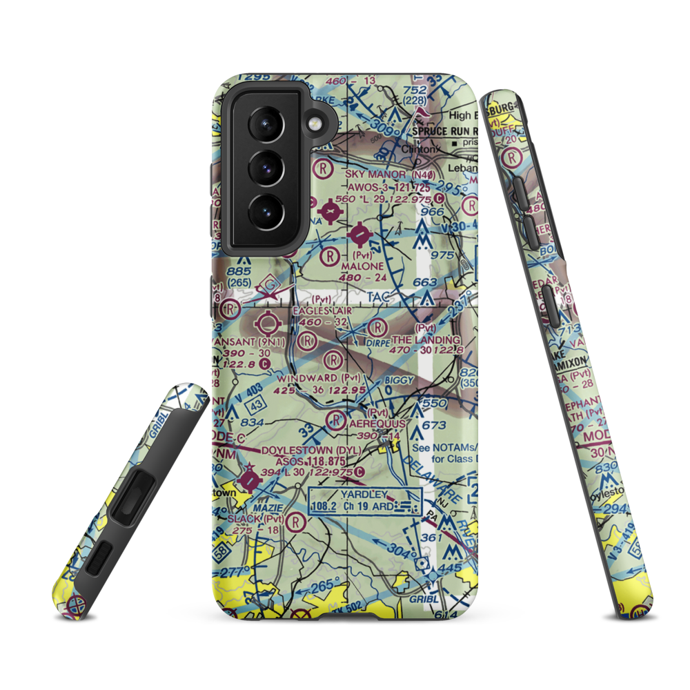 Fly-N-D Landing Strip (92NJ) VFR Sectional Samsung Phone Case Samsung Galaxy S21 Ultra model shown
