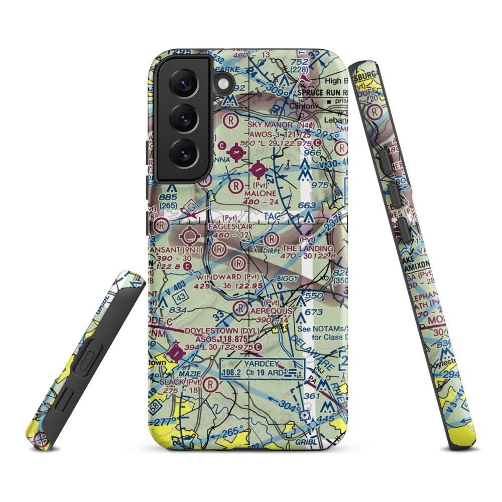 Fly-N-D Landing Strip (92NJ) VFR Sectional Samsung Phone Case Samsung Galaxy S22 Plus model shown