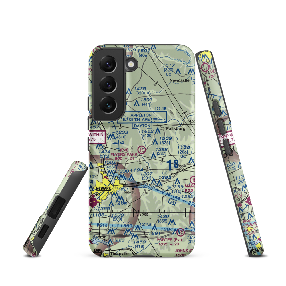 Flyers Park Airport (OH20) VFR Sectional Samsung Phone Case Samsung Galaxy S22 model shown