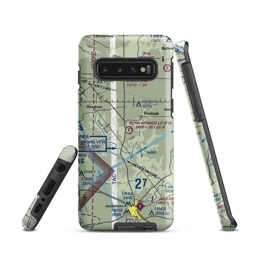 Flyin Armadillo Airport (TE55) VFR Sectional Samsung Phone Case Samsung Galaxy S10 model shown