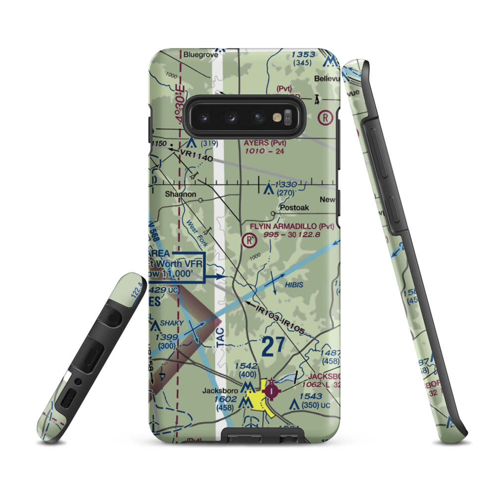 Flyin Armadillo Airport (TE55) VFR Sectional Samsung Phone Case Samsung Galaxy S10 Plus model shown