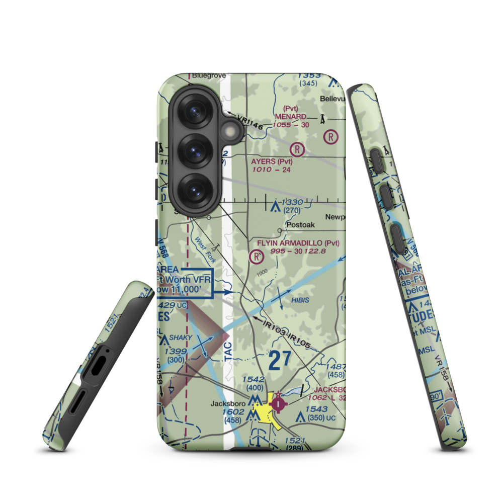 Flyin Armadillo Airport (TE55) VFR Sectional Samsung Phone Case Samsung Galaxy S25 model shown
