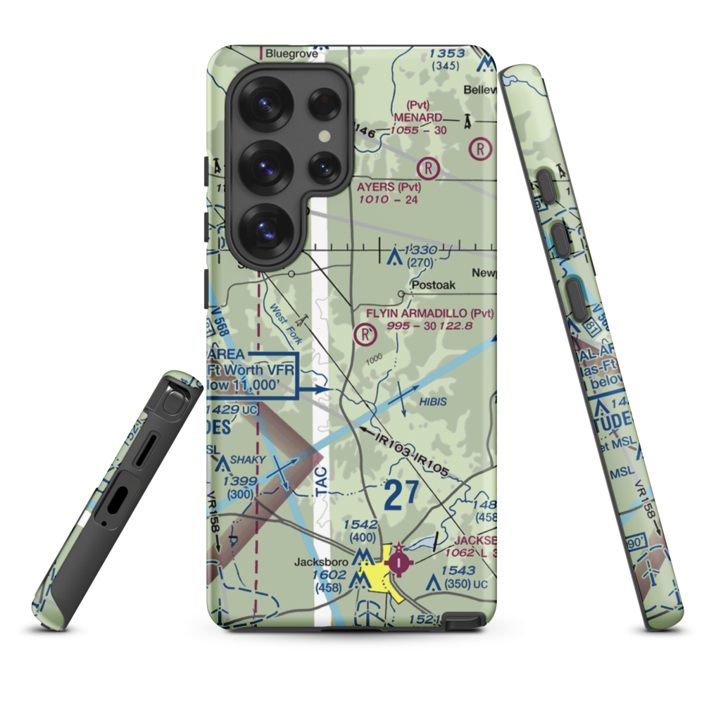 Flyin Armadillo Airport (TE55) VFR Sectional Samsung Phone Case Samsung Galaxy S25 Ultra model shown