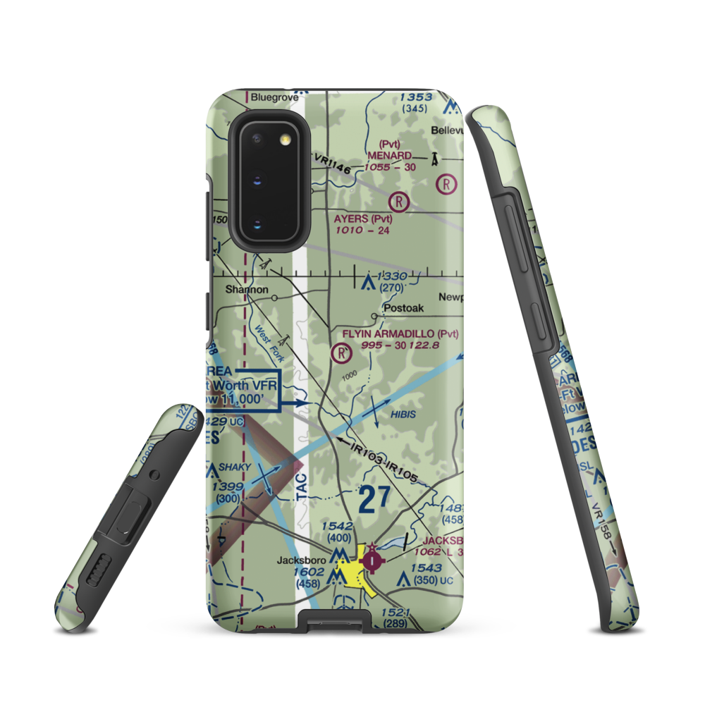 Flyin Armadillo Airport (TE55) VFR Sectional Samsung Phone Case Samsung Galaxy S20 model shown