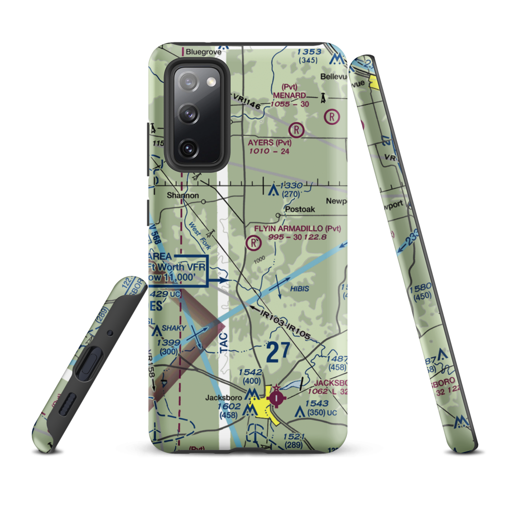 Flyin Armadillo Airport (TE55) VFR Sectional Samsung Phone Case Samsung Galaxy S20 FE model shown